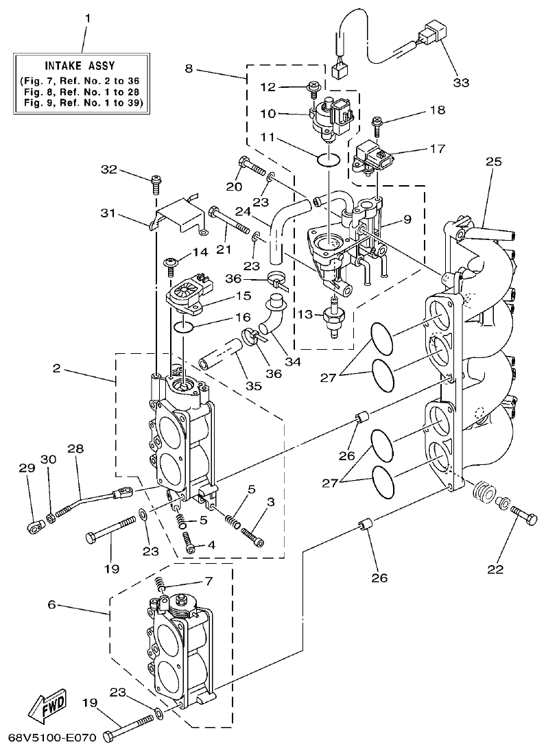 Yamaha F115TR, LF115TR, F115AET, FL115AET INTAKE 2 parts diagram